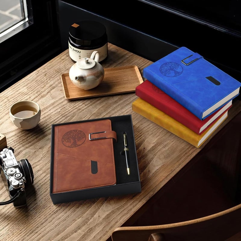 OFFIGIFT Lined Notebook Journal for Men Women, 365 Pages Numbered College Ruled Notebook, Hardcover Leather Journal with Pen & Gift Box, Thick Daily Diary, Professional Notebooks for Work, School, Business, A5 - Image 3